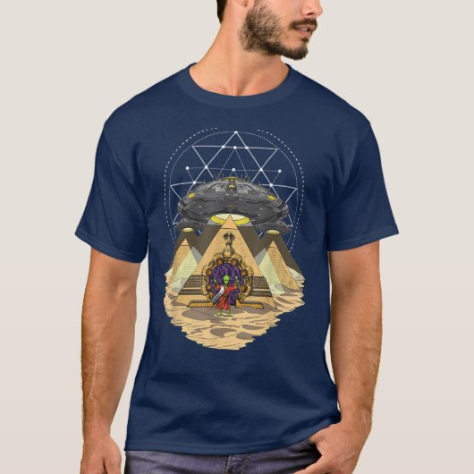Alien UFO Pyramide Ancient T-shirt (Voorkant)