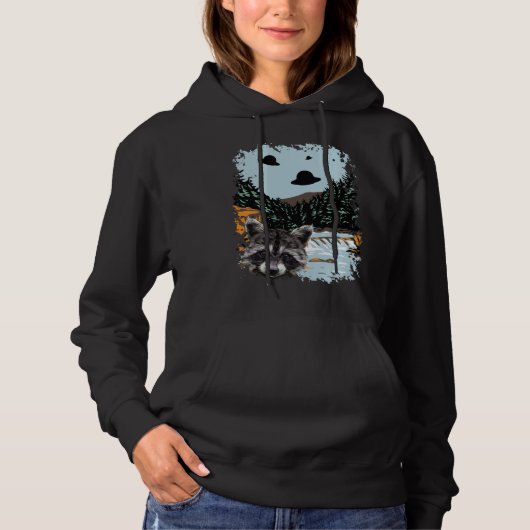 Alien UFO Raccoon Lovers Extraterrestrial Encounte Hoodie (Voorkant)