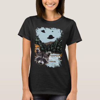 Alien UFO Raccoon Lovers Extraterrestrial Encounte T-shirt