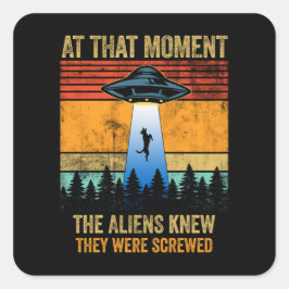 Alien UFO-ruimteschip slaat Belgische Malinois op Vierkante Sticker