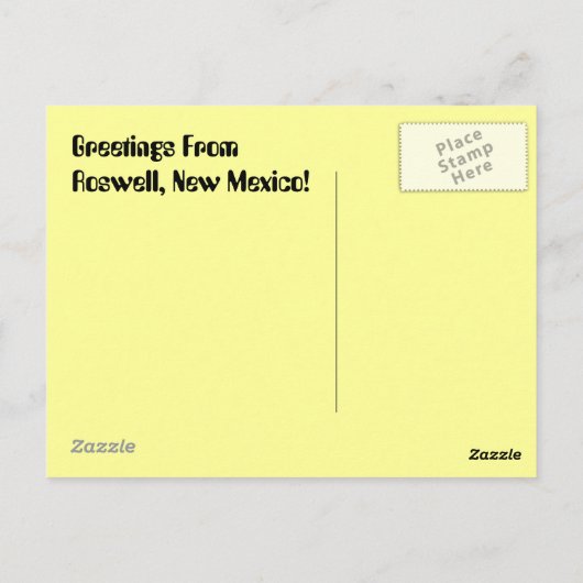 Alien UFO Sighting ROSWELL Briefkaart uit de midde (Achterkant)