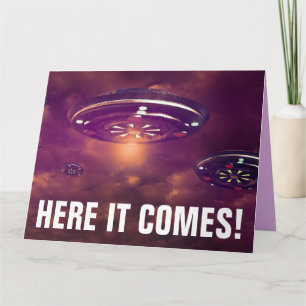 ALIEN UFO SPACESHIP FUNNY BIG BIRTHDAY KAART