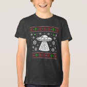 ALIEN UFO UGLY XMAS SWEATER CHRISTMAS Tri-Blend SHIRT (Voorkant)