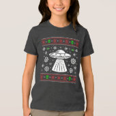 ALIEN UFO UGLY XMAS SWEATER CHRISTMAS Tri-Blend SHIRT (Voorkant)
