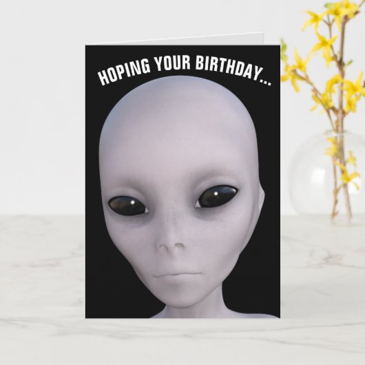 ALIEN UFO VERJAARDAGSKAARTEN KAART (Gele Bloem)