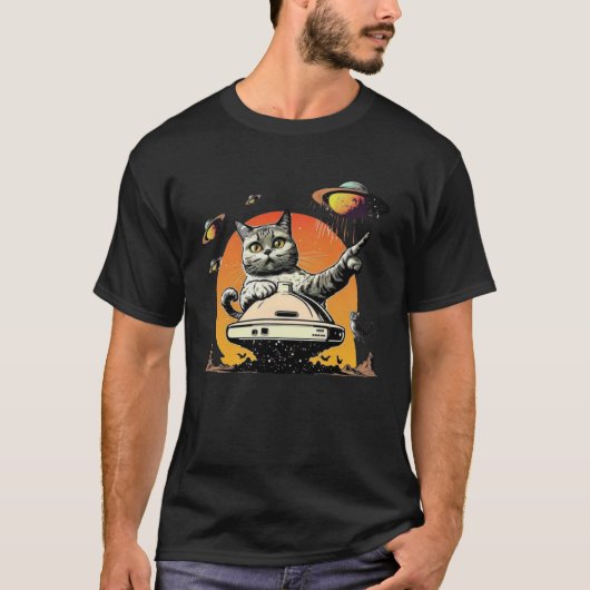 Alien UFO  Weird Cat T-shirt (Voorkant)