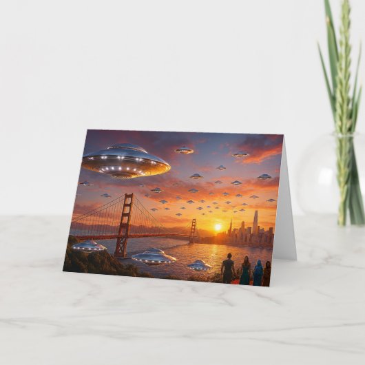 Alien UFOs SciFi Fantasy San Francisco Golden Gate Kaart (Voorkant)