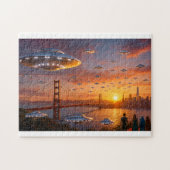Alien UFOs SciFi Fantasy San Francisco Golden Gate Legpuzzel (Horizontaal)