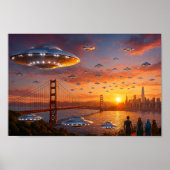 Alien UFOs SciFi Fantasy San Francisco Golden Gate Poster (Voorkant)