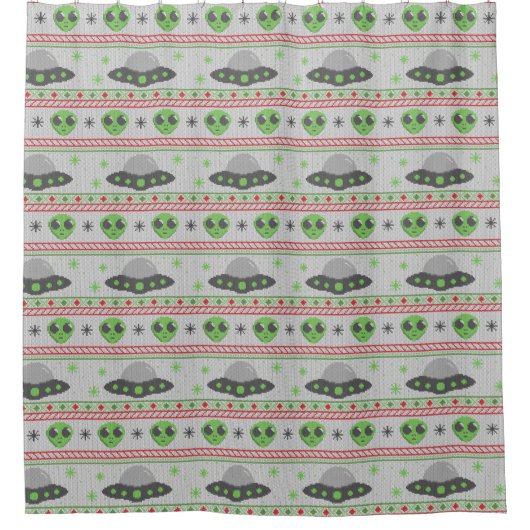 Alien Ugly KerstSweater Douchegordijn (Voorkant)