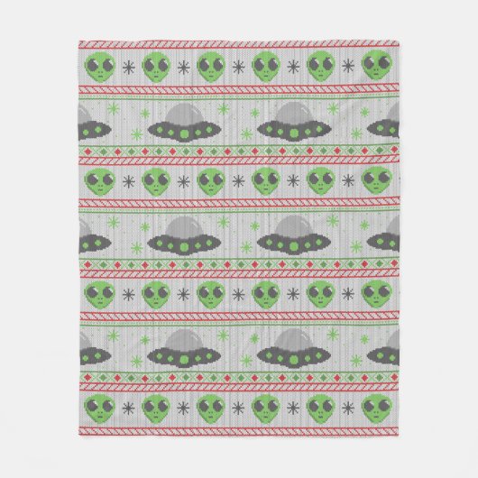 Alien Ugly KerstSweater Fleece Deken (Voorkant)