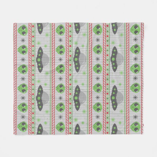 Alien Ugly KerstSweater Fleece Deken (Voorkant (Horizontaal))