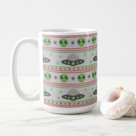 Alien Ugly KerstSweater Koffiemok (Met donut)