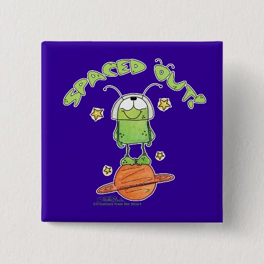 Alien uitgespaard vierkante button 5,1 cm (Voorkant)