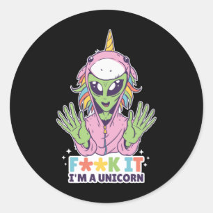 alien unicorn ronde sticker