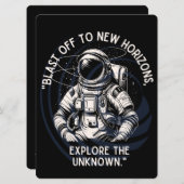 ALIEN, UNIVERSE, RAKETSCHIP, PLANEET EN ASTRONAUTE FEESTDAGENKAART (Voorkant / Achterkant)