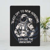 ALIEN, UNIVERSE, RAKETSCHIP, PLANEET EN ASTRONAUTE FEESTDAGENKAART (Staand voorkant)