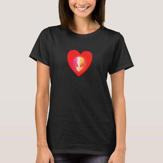 Alien Valentijn Hart Science Fictie T-shirt (Voorkant)