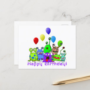 Alien-verjaardag vieren briefkaart