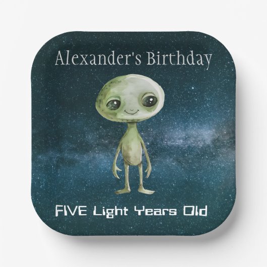 Alien verjaardagsfeestje papieren bordje (Voorkant)