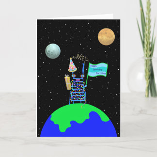 Alien Verjaardagskaart 1 met vers van Jo Afbeeldin Bedankkaart