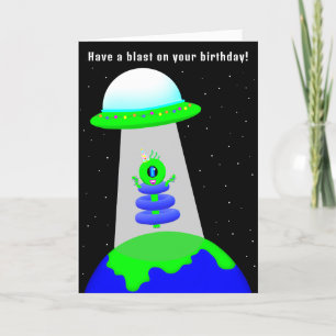 Alien Verjaardagsmeisje gevouwen kaart van Jo Imag