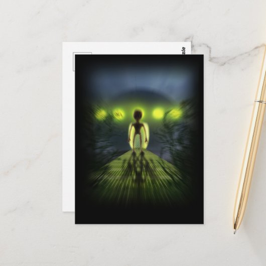 Alien Visitor Briefkaart (Voorkant / Achterkant in situ)