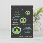 Alien Visitors - verjaardagsuitnodiging voor kinde Kaart (Staand voorkant)