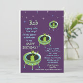 Alien Visitors - verjaardagsuitnodiging voor kinde Kaart (Staand voorkant)