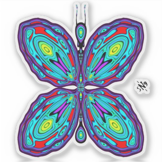 Alien-vlinder (kleurrijk patroon) v1 sticker (Voorkant)