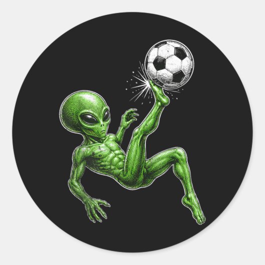 Alien Voetbal Ronde Sticker (Voorkant)