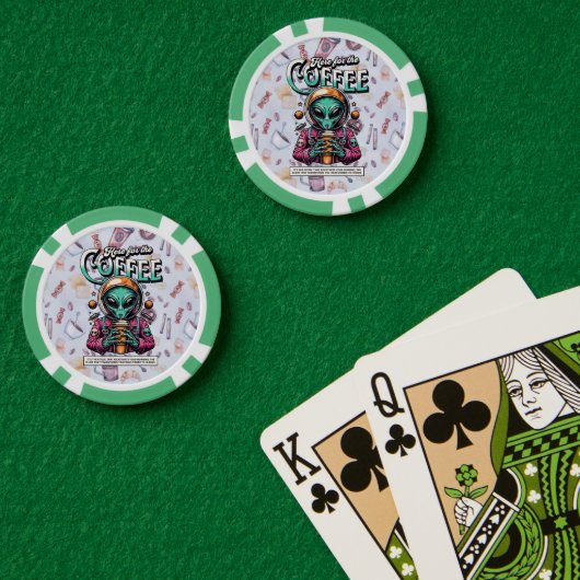 Alien voor de koffie poker chips (Pokertafel (Dubbel))