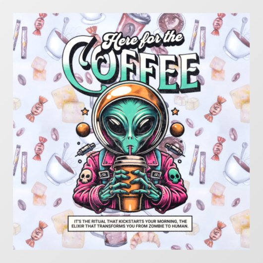 Alien voor de koffie raamsticker (Vel)