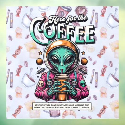 Alien voor de koffie raamsticker (Vel 3)