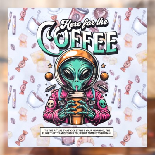 Alien voor de koffie raamsticker (Vel 2)
