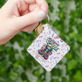 Alien voor de koffie sleutelhanger