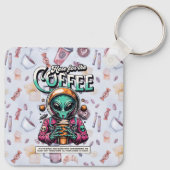 Alien voor de koffie sleutelhanger (Achterkant)