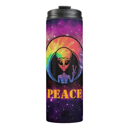 Alien "Vrede" Tie Dye Space Thermische Tumbler Thermosbeker (Voorkant)