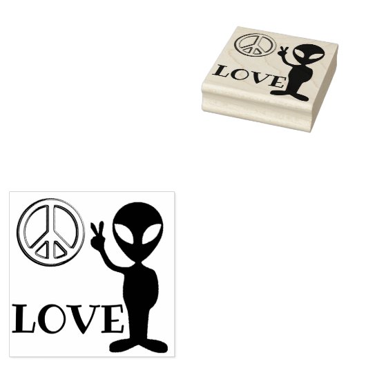 Alien vredesbord - Liefde Rubberstempel (Gestempeld)