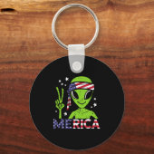 Alien vredeshandschoen Amerika vier juli 4e patrio Sleutelhanger (Voorkant)