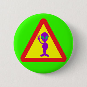 Alien Waarschuwing Ronde Button 5,7 Cm