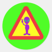 Alien Waarschuwing Ronde Sticker (Voorkant)