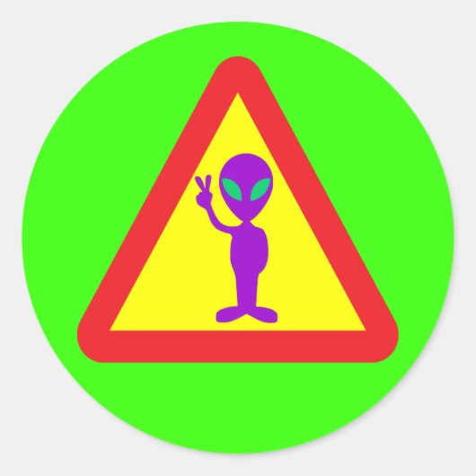 Alien Waarschuwing Ronde Sticker (Voorkant)