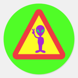 Alien Waarschuwing Ronde Sticker