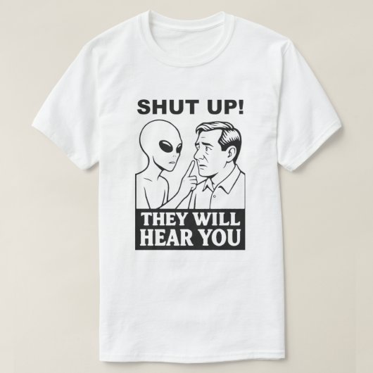 Alien warns human t-shirt (Design voorkant)