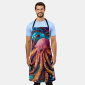 Alien Waterverf Octopus met persoonlijke naam Schort (Gedragen)