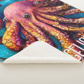 Alien Waterverf Octopus met persoonlijke naam Sherpa Deken (3/4)