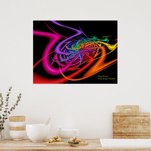 Alien Waves Moderne, kleurrijke Abstracte kunst Poster (Keuken)