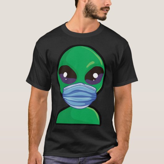 Alien Wearing Face Mask T-shirt (Voorkant)