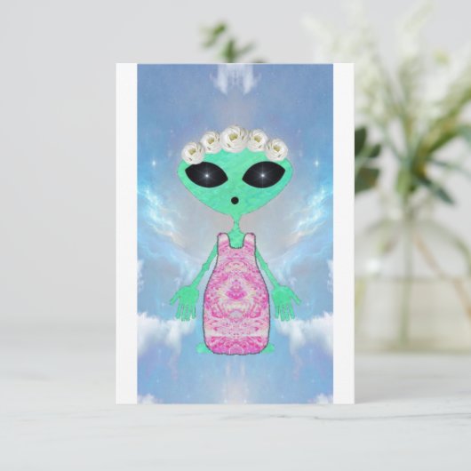 Alien Wedding Invitation Kaart (Staand voorkant)